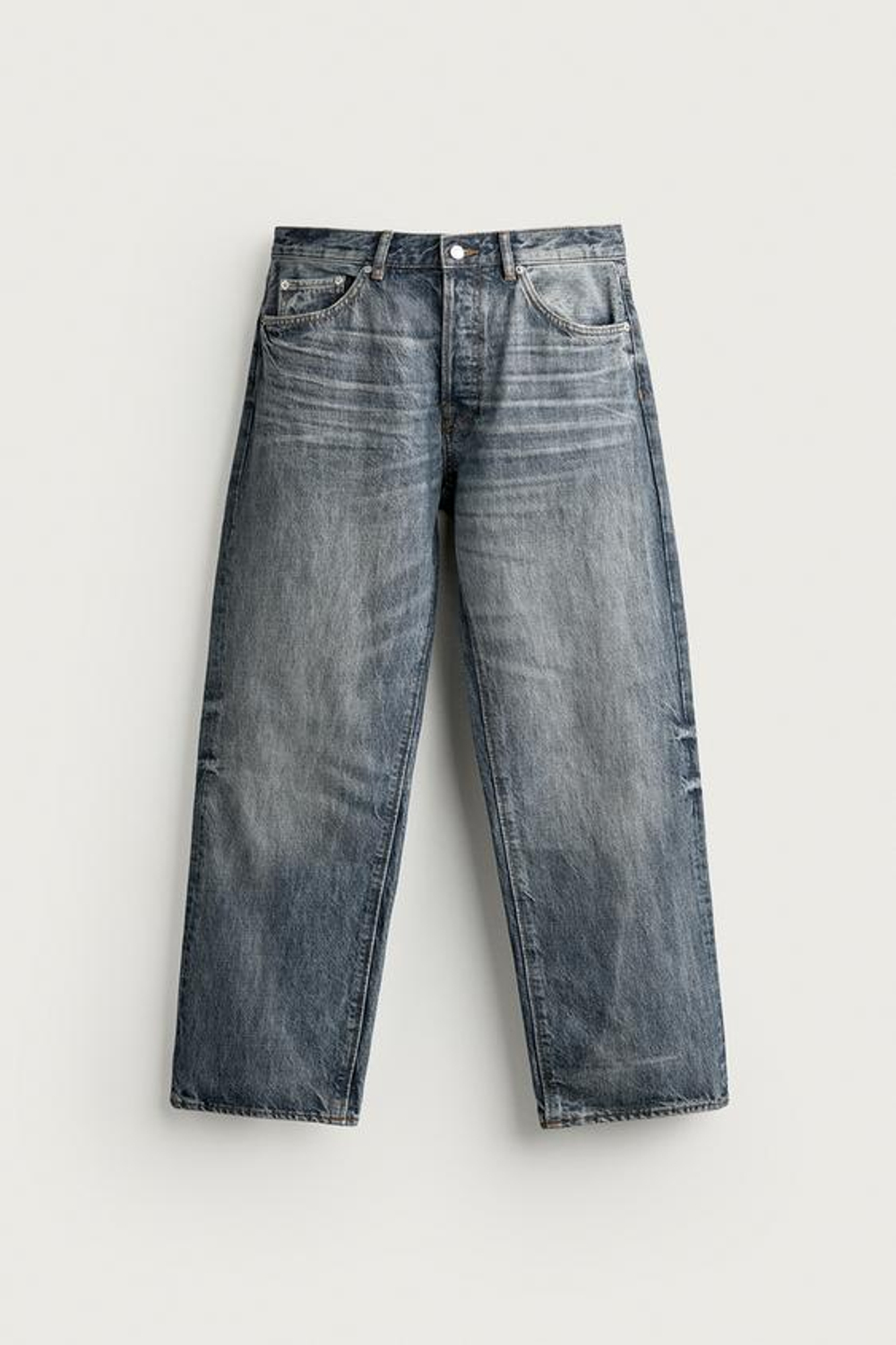 ZARA ДЖИНСЫ STRAIGHT FIT, ЗЕЛЕНОВАТО-СИНИЙ
