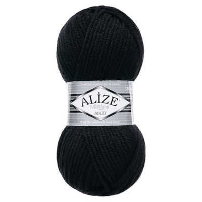 Пряжа Alize (Ализе) Superlana Maxi / уп.5 мот. по 100 г, 100м, 060 черный A