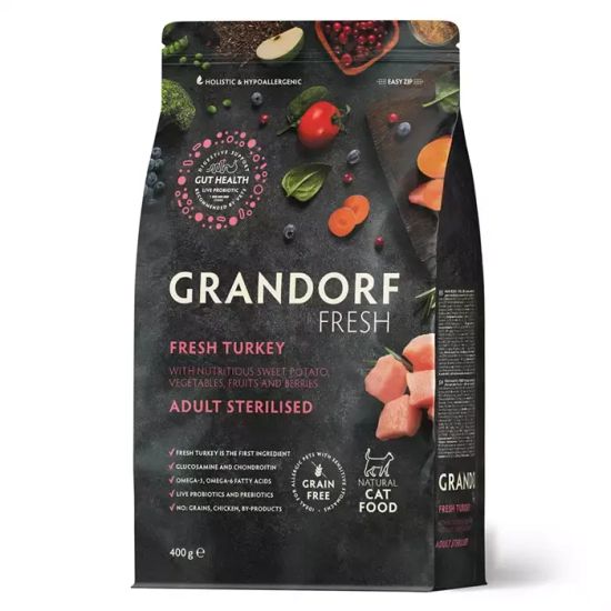 Grandorf Fresh Сухой корм для взрослых стерилизованных кошек с индейкой и бататом