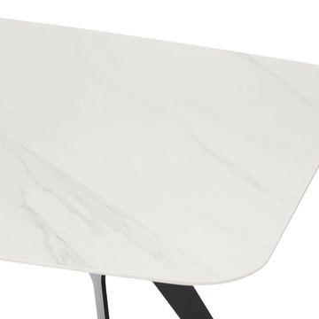 Обеденный стол Scarlet 160х80 ножка из стали, столешница керамика cветло-серый/черный