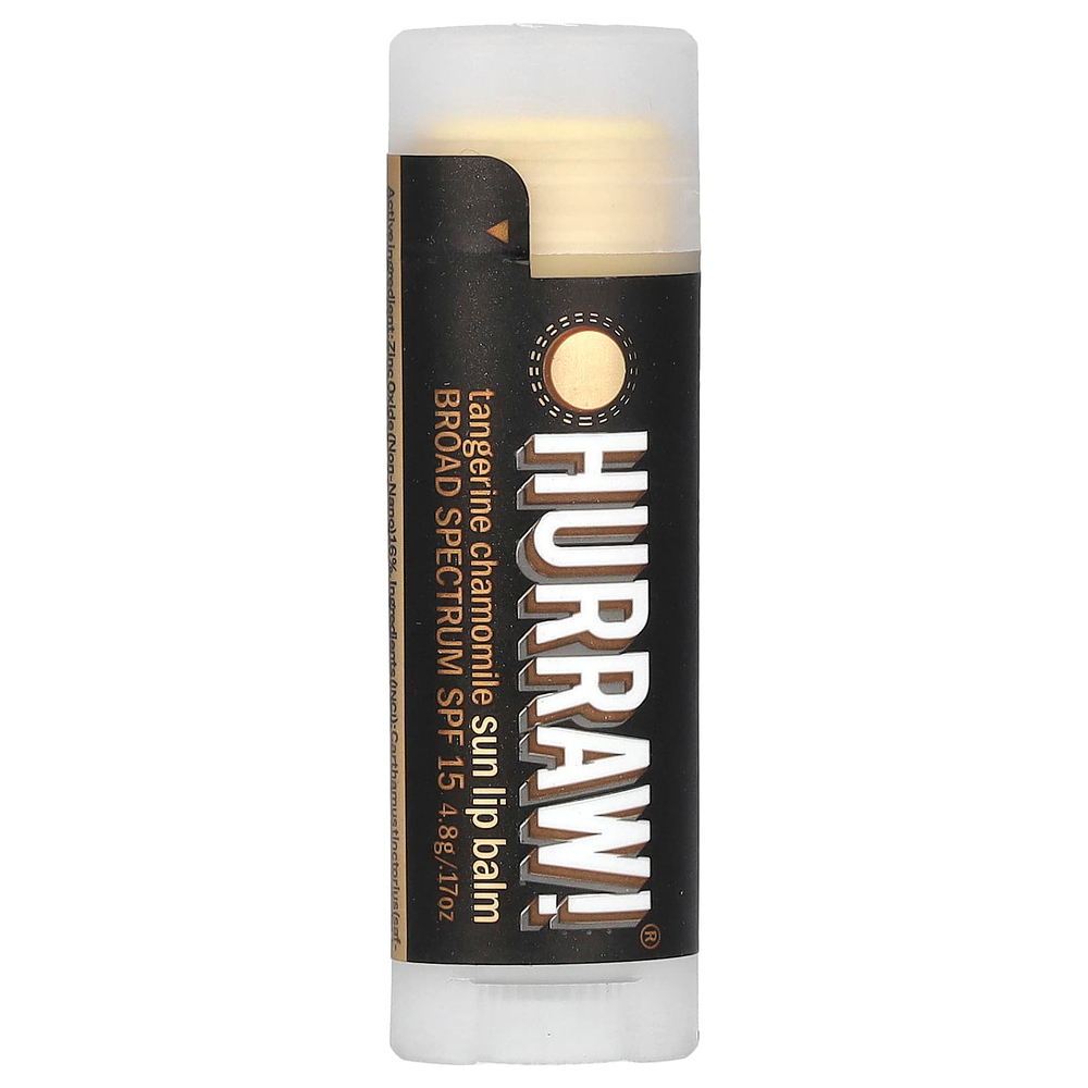 Hurraw! Balm, Солнцезащитный бальзам для губ, SPF 15, мандарин и ромашка, 4,8 г (0,17 унции)