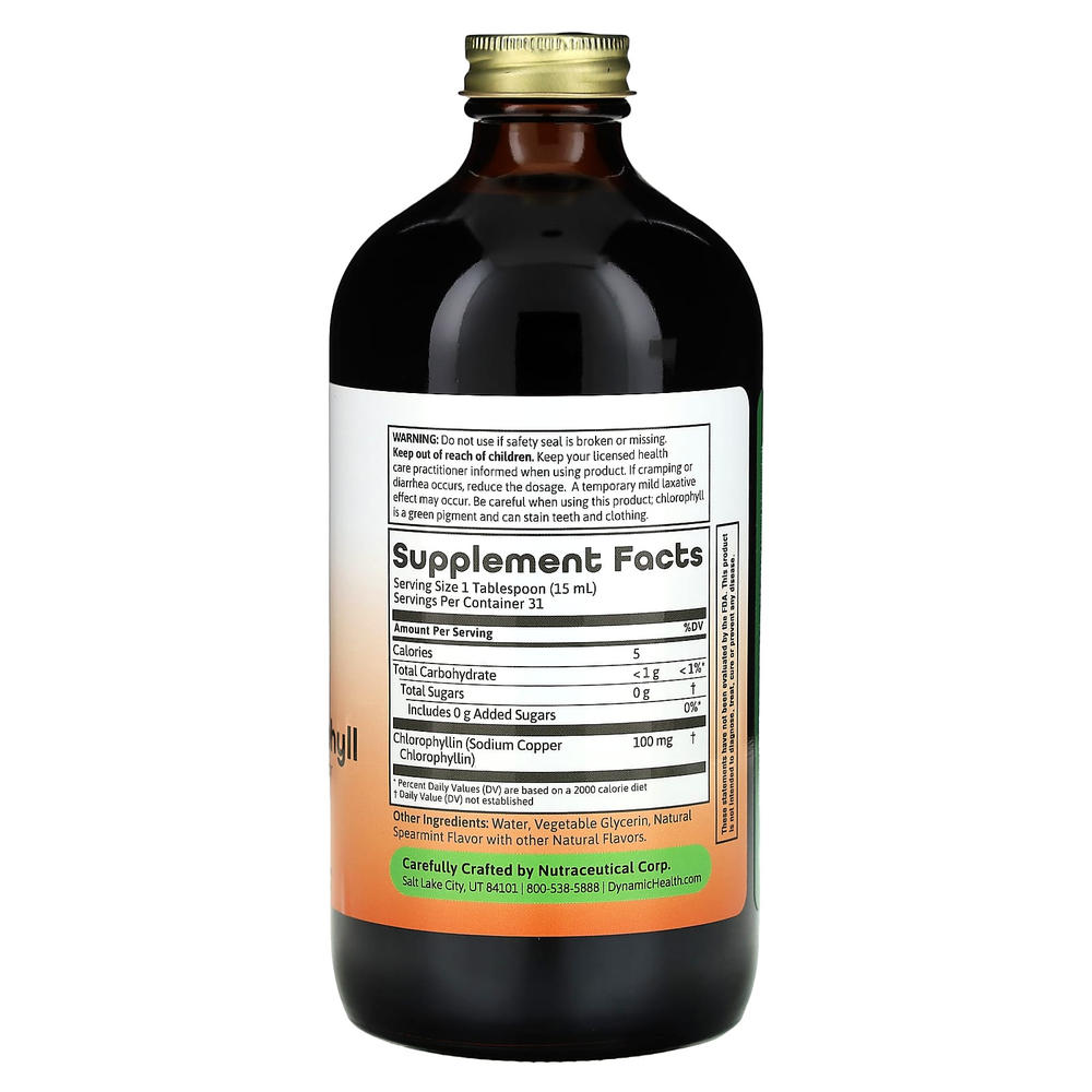 Dynamic Health, жидкий хлорофилл, со вкусом натуральной мяты, 473 мл (16 жидк. унций)