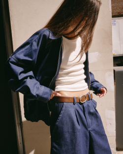 Zip-Up Shirt Jacket Denim Dark-Blue