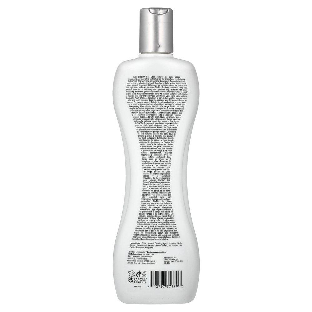 Biosilk, Silk Therapy, отбеливающий шампунь для собак, 355 мл (12 жидк. унц.)