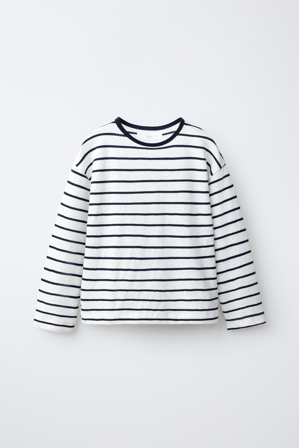 ZARA ФУТБОЛКА SOFT В ПОЛОСКУ, БЕЛЫЙ
