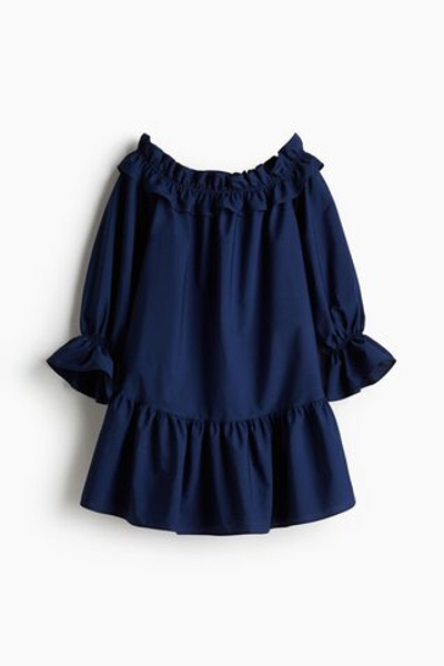 Платье из поплина с открытыми плечами — оверсайз - H&M