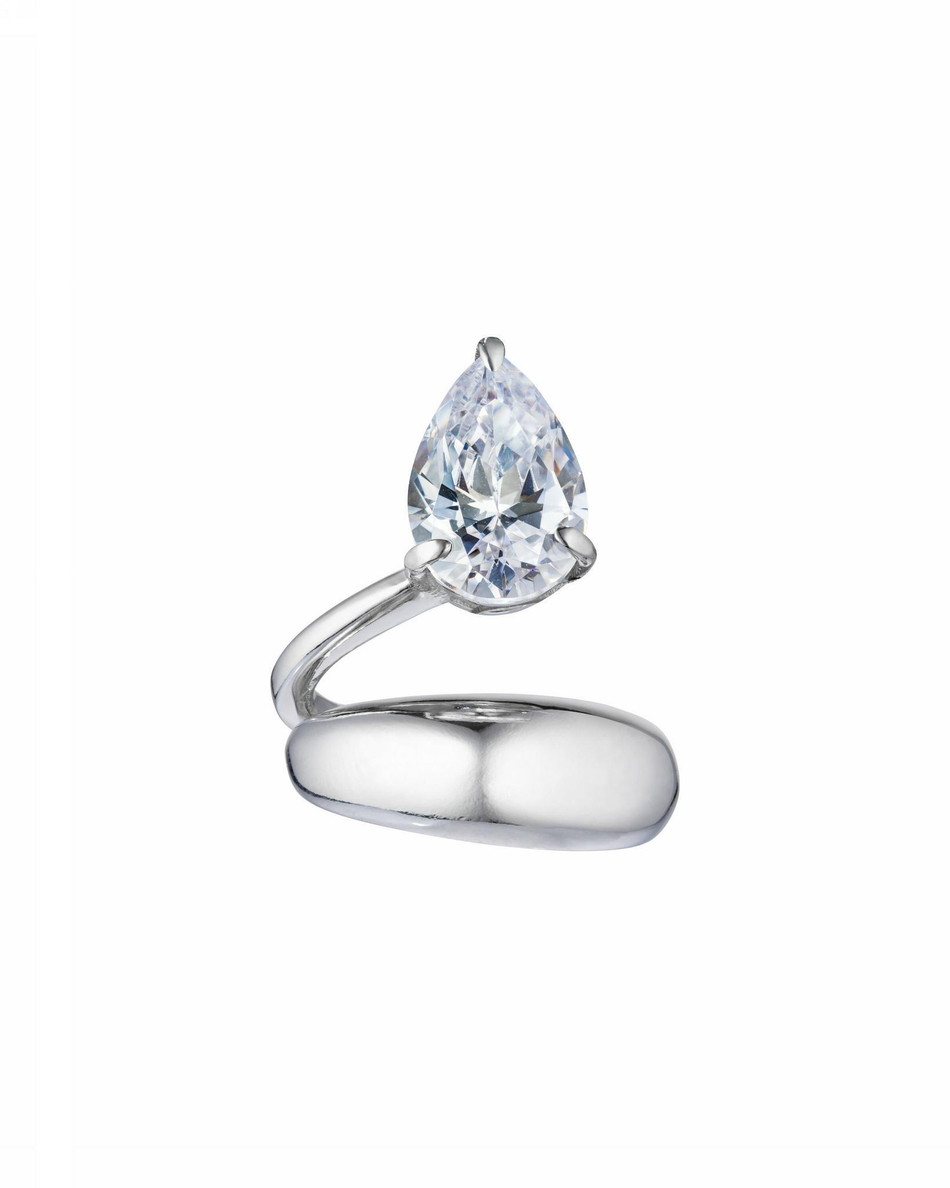 Кафф с кристаллом в форме капли STEALING BEAUTY — Caviar Jewellery, серебро