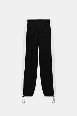 ZARA БРЮКИ-ДЖОГГЕРЫ С ПОЛОСАМИ ПО БОКАМ — ZW COLLECTION, ЧЕРНЫЙ