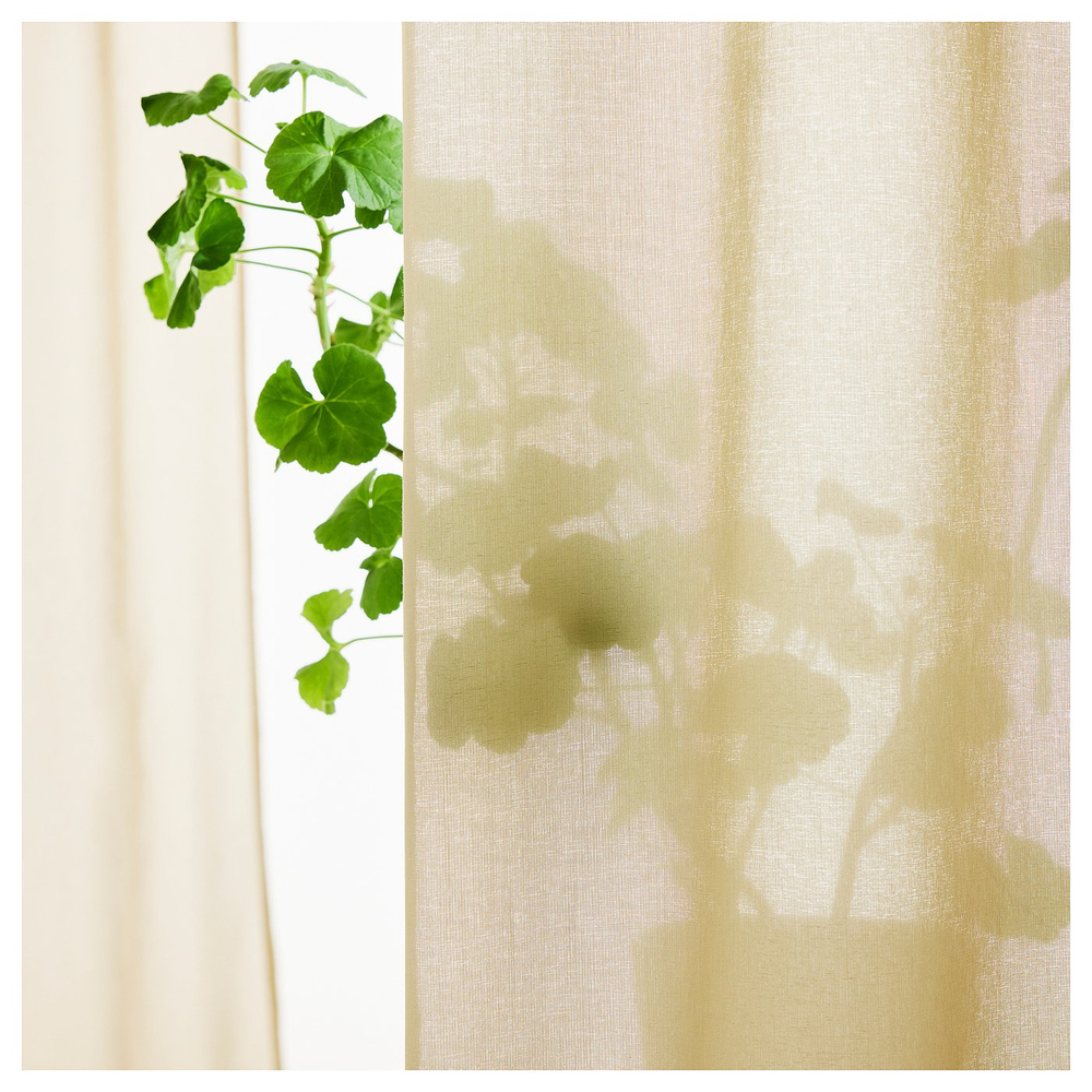IKEA ROSENROBINIA  (ИКЕА РОСЕНРОБИНИА)  -  Тюль, 2 шт. - бежевый/на ленте 145х300 см
