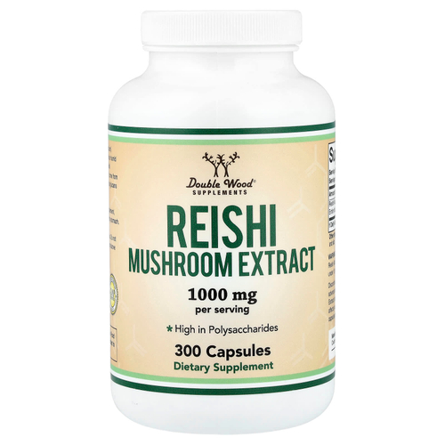 Double Wood Supplements, экстракт грибов рейши, 300 капсул (500 мг в 1 капсуле)