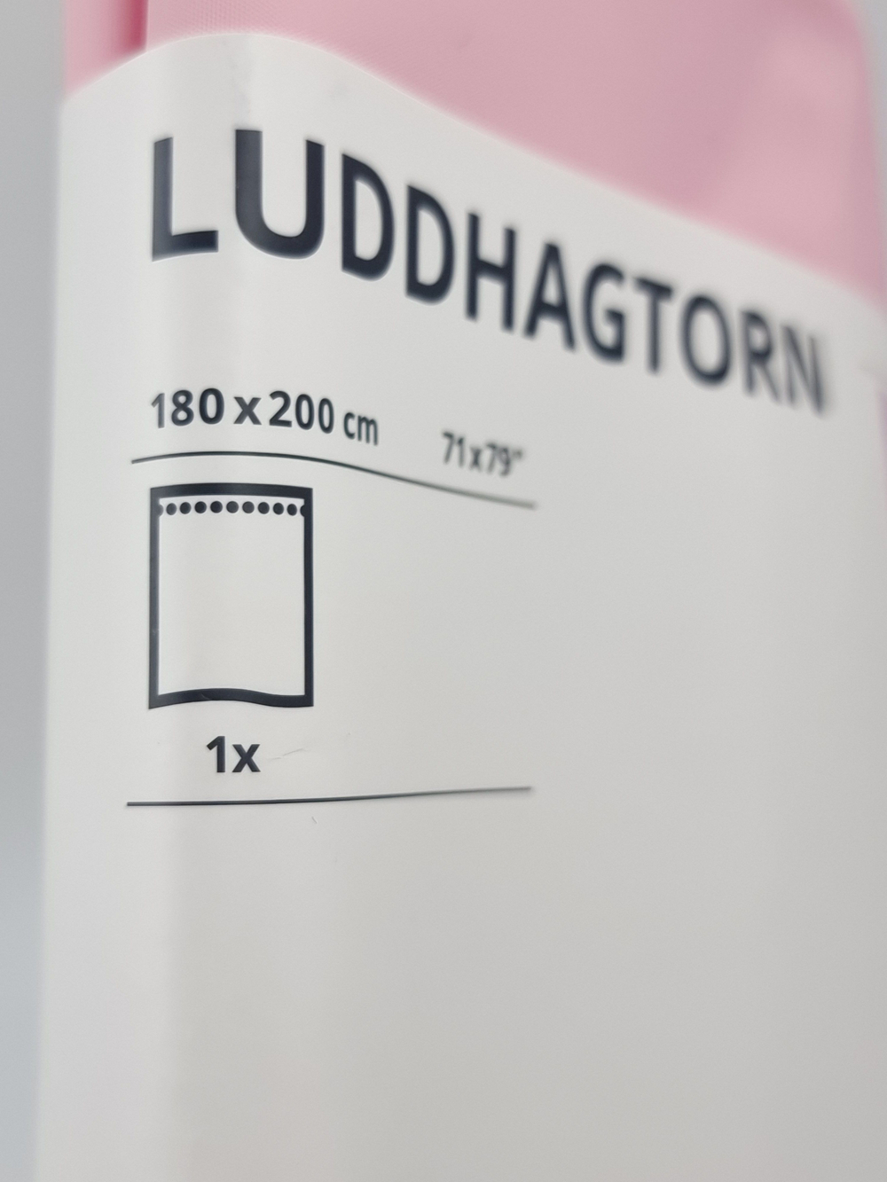 Штора для ванной IKEA LUDDHAGTORN, розовая, 180х200 см