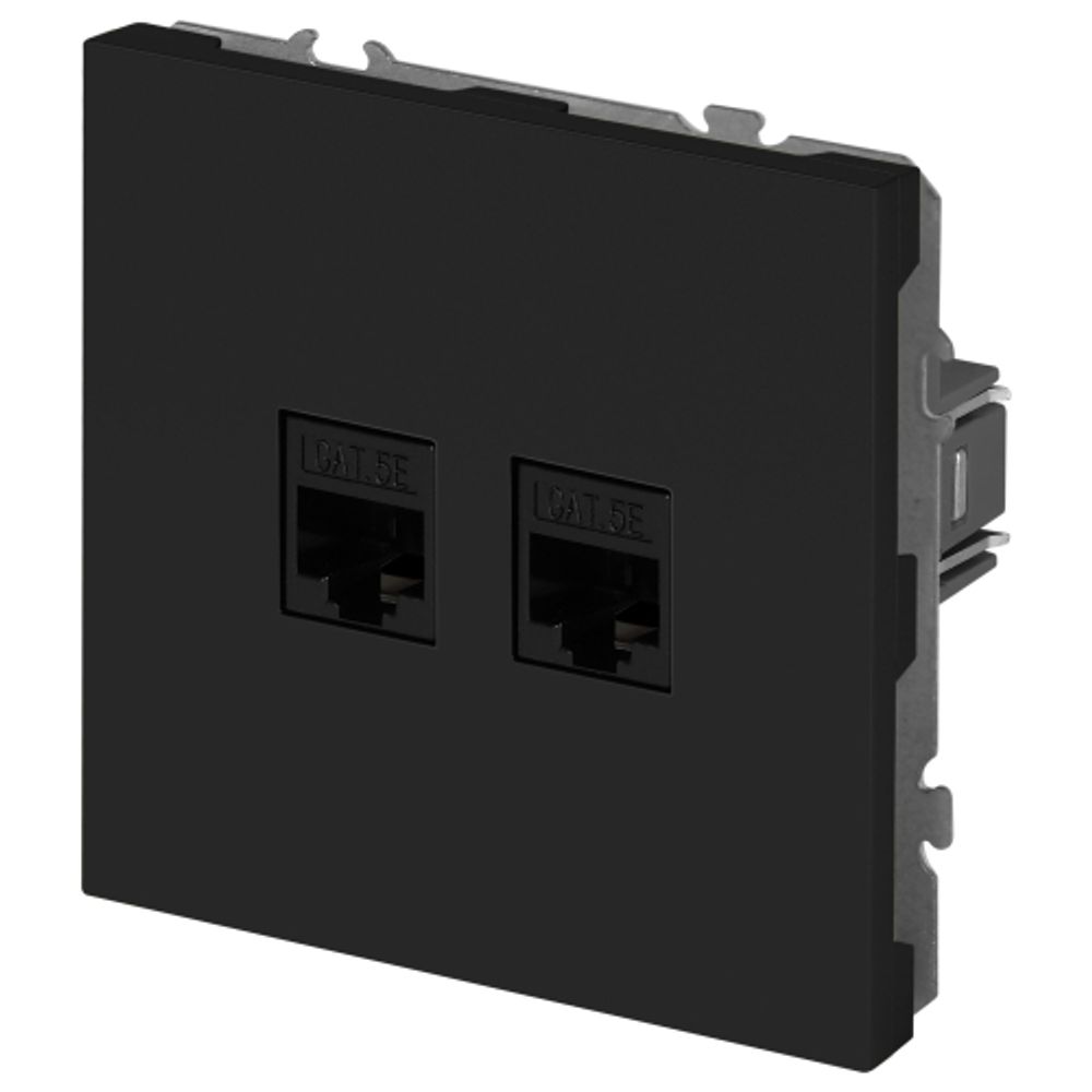 Розетка ЭРА Galaxy 15-3108-05 информационная двойная 2XRJ45 IP20 антрацит | Эра Galaxy
