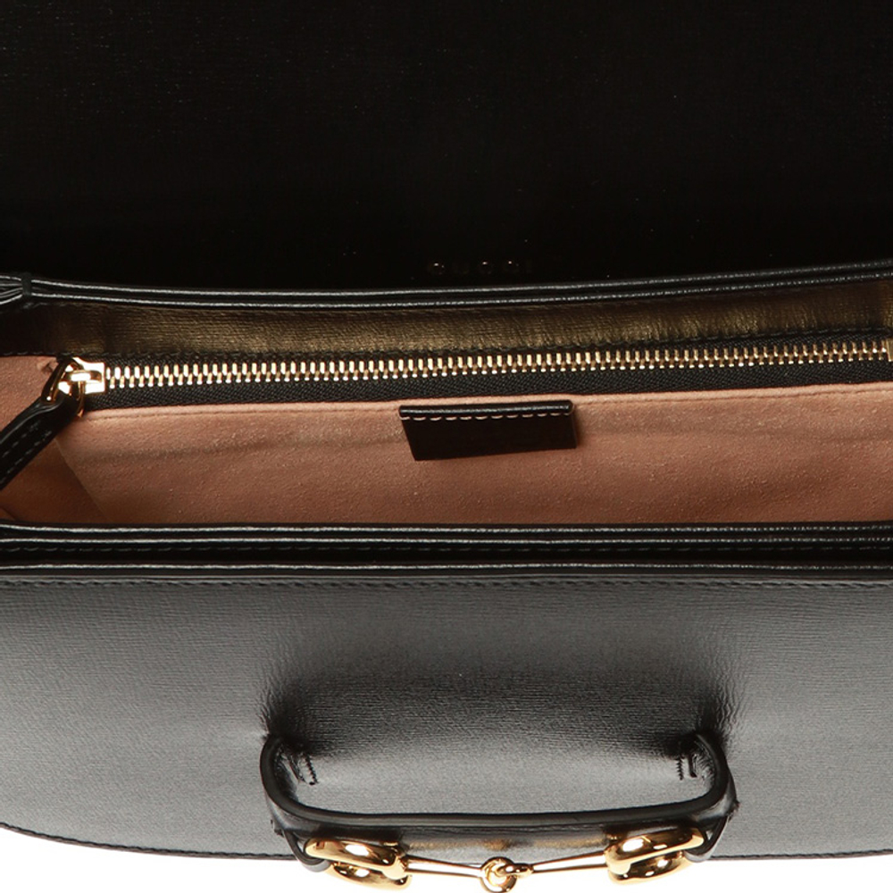 GUCCI Horsebit 1955 Leather Saddle Bag, Crossbody Bag, Shoulder Bag Women"s Black