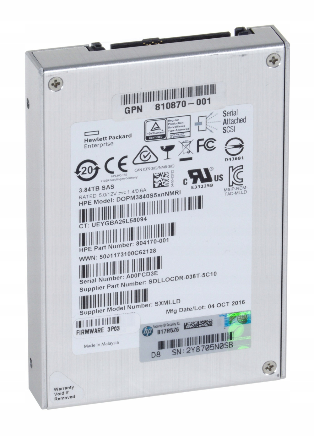 Жесткий диск HP HPE 3PAR 3,84 tb 810870-001 SanDisk SAS 3PAR DOPM3840S5xnNMR StoreServ 8000 804170-001