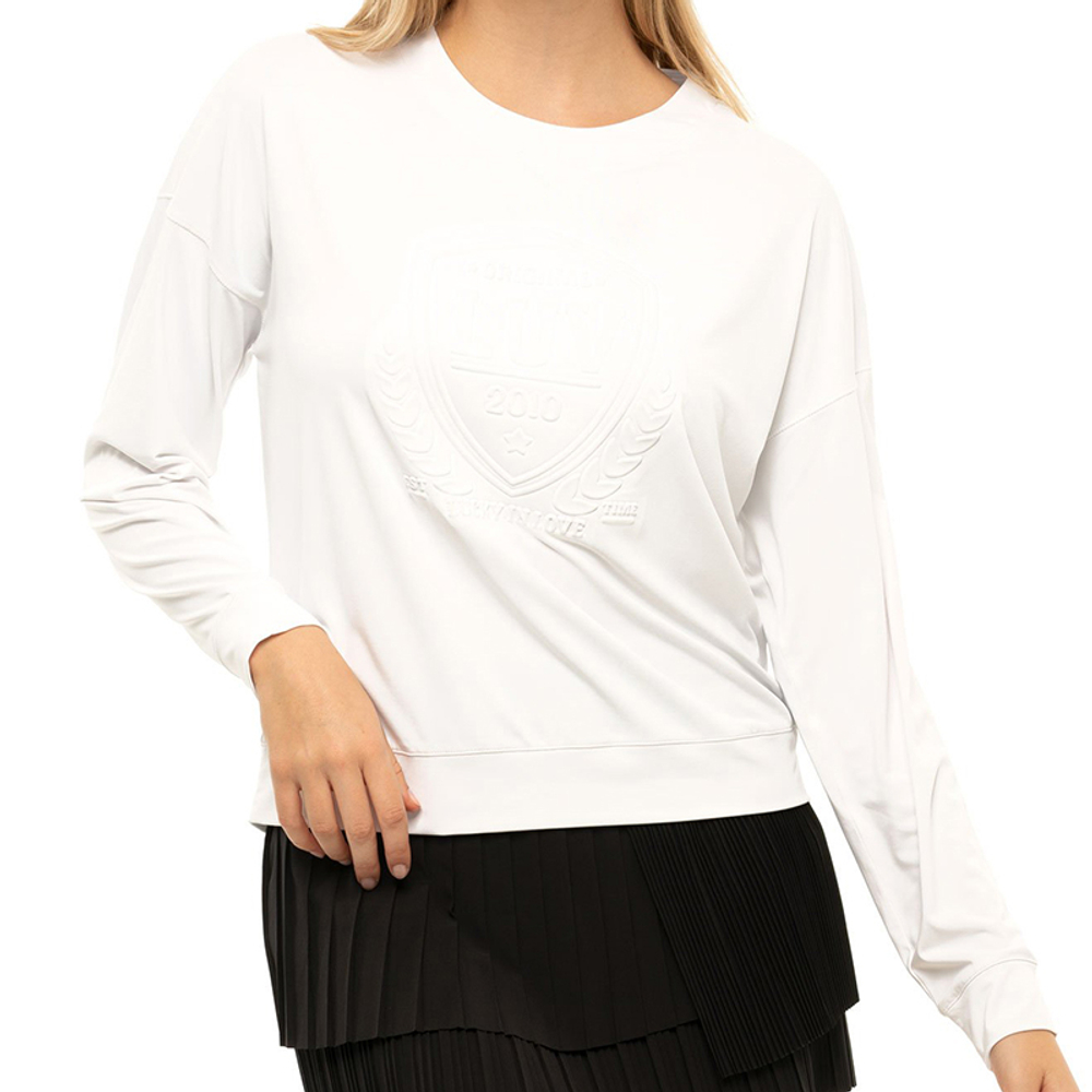 Женская теннисная футболка (длинный рукав) Lucky in Love Post a Plaid The Original Light Weight L/S - white