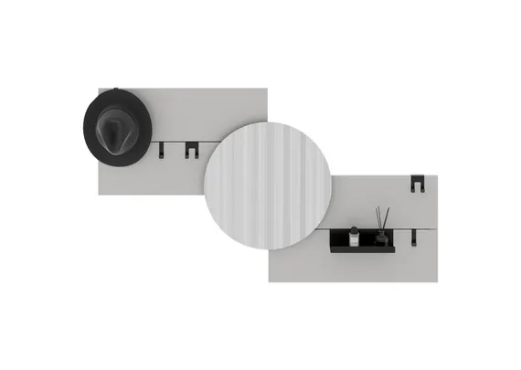 Вешалка Stripe M горизонтальная с зеркалом D 60 см (светло-серый)