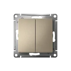 Выключатель двухклавишный Systeme Electric AtlasDesign Шампань, самозажимные клеммы ATN000551S