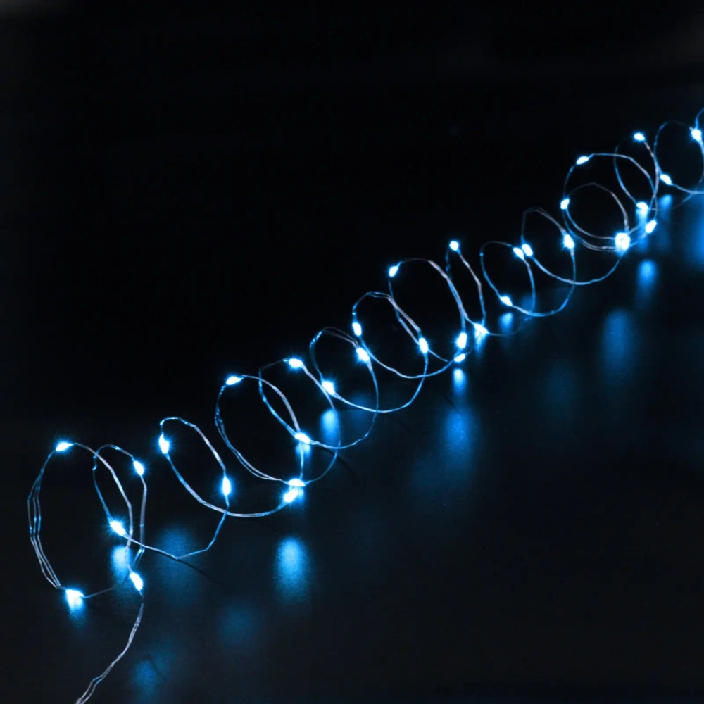 Гирлянда для дома НИТЬ «Роса» 20 м 200 ламп LED, 8 реж,IP-20, Синий