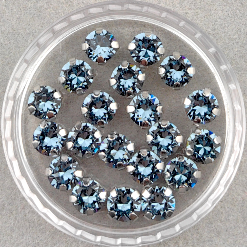 Шатоны Swarovski 1088 в оправах, цвет Джинсовый синий/платина (Denim Blue/Platinum)