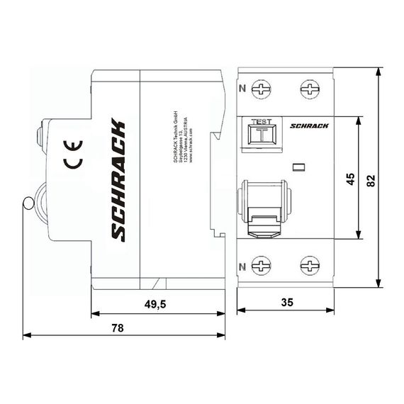 УЗО Schrack Technik 2P 40A 300mA тип A 10kA Amparo AR054230-- (ВДТ)
