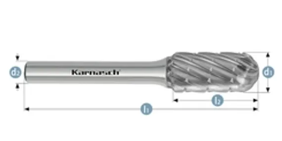 Борфреза твердосплавная Karnasch форма H, 6х14х6х50 мм, насечка HP-3 PRO, без покрытия, арт. 11.4097-010