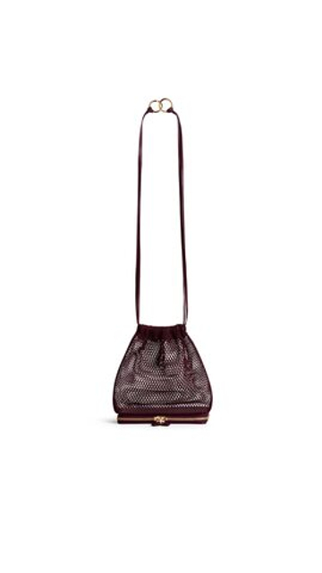 ALAÏA СУМКА LE POCHON В СЕТОЧКУ, ГРАНАТОВО-КРАСНЫЙ