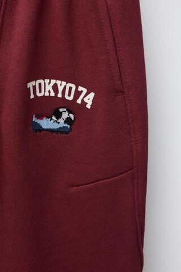 ZARA БРЮКИ BARREL VARSITY, БОРДОВЫЙ