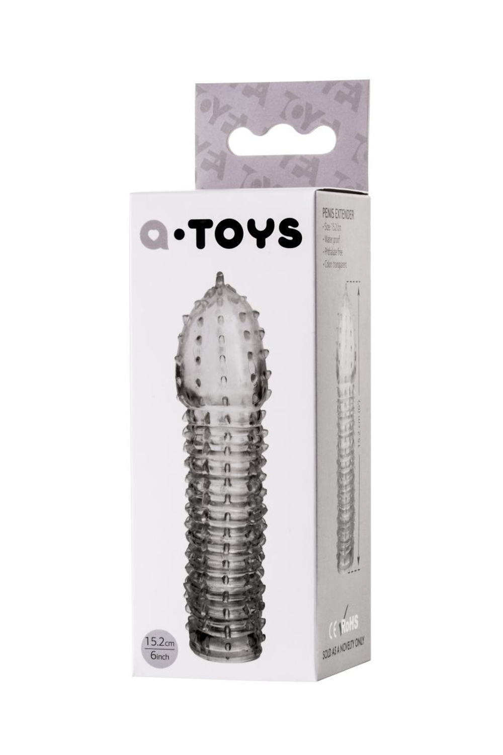 Прозрачная закрытая насадка на пенис TOYFA A-Toys - 15,2 см. (Цвет: прозрачный)