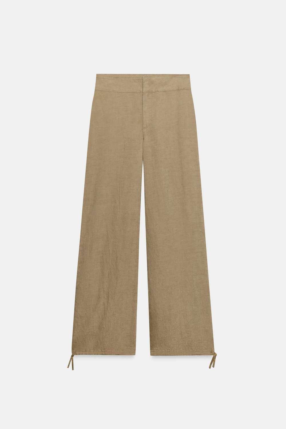 ЛЬНЯНЫЕ БРЮКИ С ШИРОКИМИ ШТАНИНАМИ И ШНУРКАМИ — ZARA