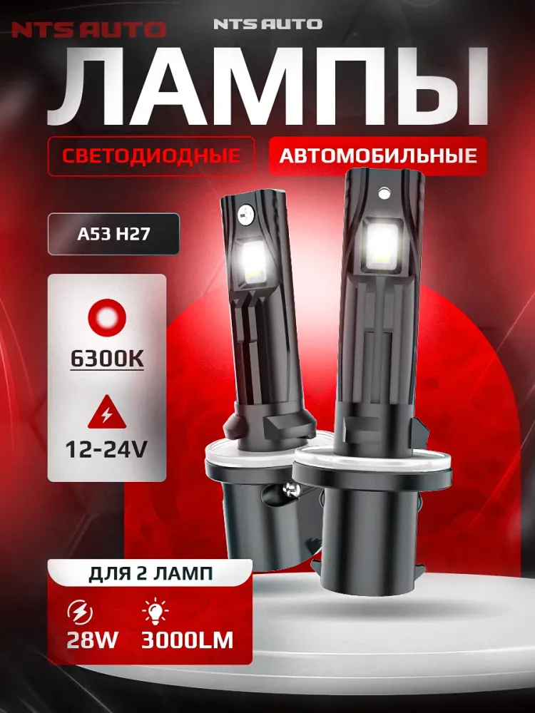 NTS Auto LED A53 H27 14W 12-24V 6300K (Пара)
