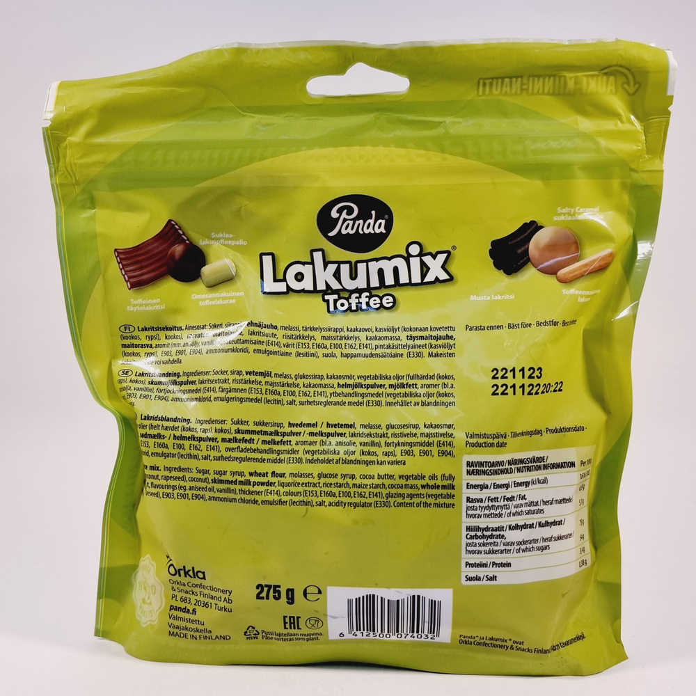 Конфеты Panda Lakumix Toffee лакриничные c карамелью 275 г (из Финляндии)