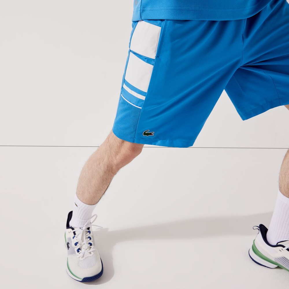 Мужские теннисные шорты Lacoste SPORT Men Printed Side Bands Shorts - небесный
