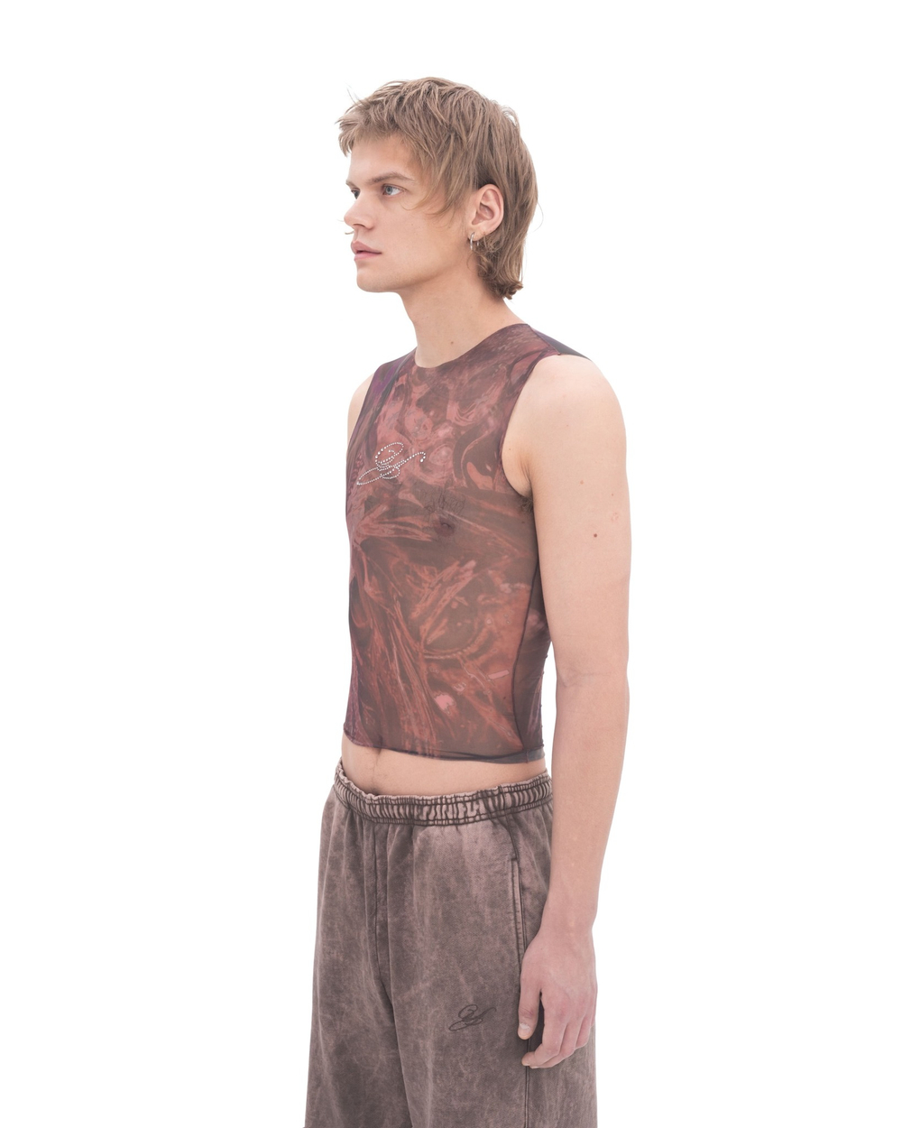 BROWN MESH TOP