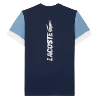 Мужская теннисная футболка Lacoste Sport Printed Colour-Block - navy blue/blue/white