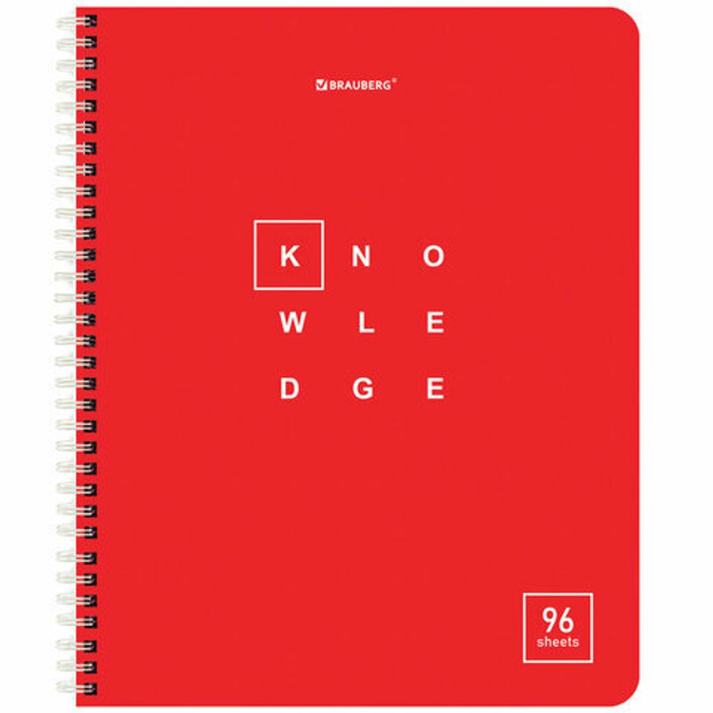 Тетрадь А5 96 л. BRAUBERG, гребень, клетка, обложка картон, "Knowledge", 404421, 4шт