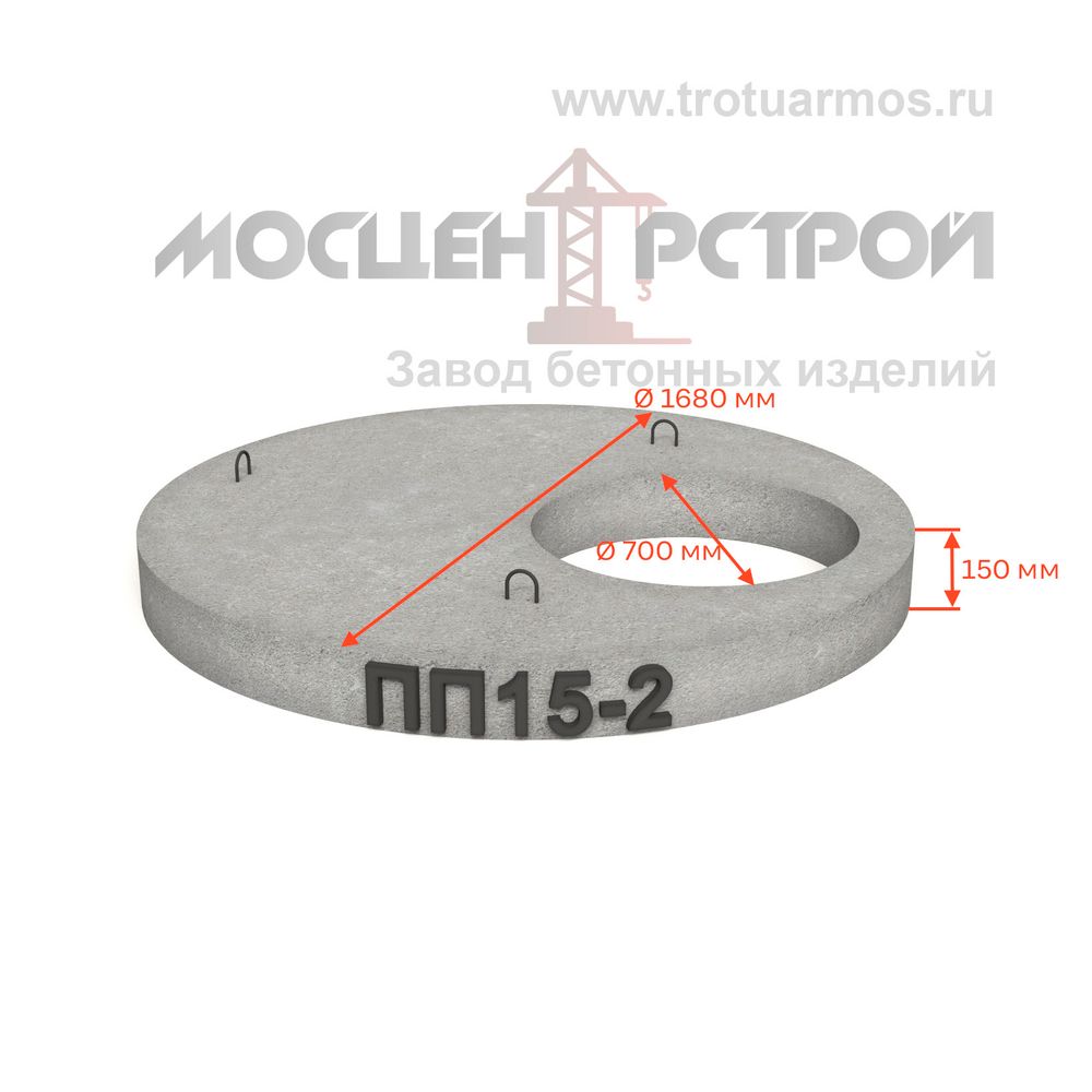 Плита перекрытия колодца ПП15-2 (усиленная) Плита перекрытия колодца ПП15-2 (усиленная)