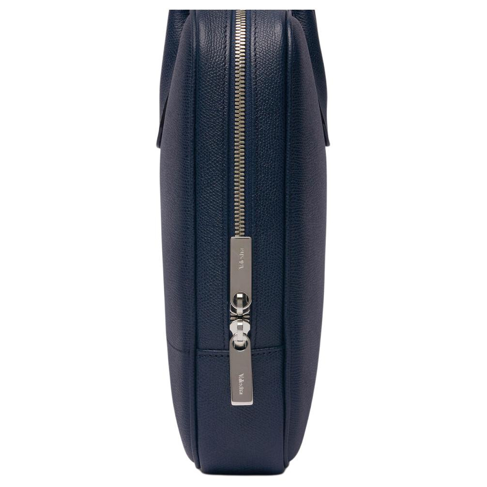 Valextra Millepunte Calfskin Laptop Bag Men"s Dark Blue