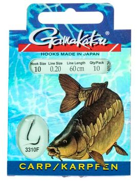 Крючки с поводком Gamakatsu BOOKLET CARP 3310F разм. 10-0.20мм 60см 10шт.