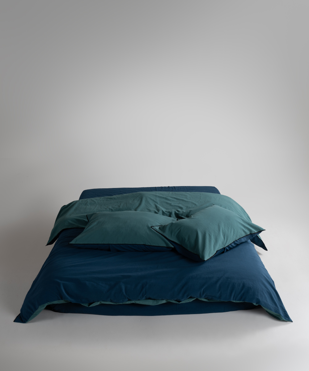 Lımasso КПБ 4 пр. Stonewashed Essualte Dark Green-Dress Blue пододеяльник 200*220, простынь 240*260, наволочки 50*70 2шт