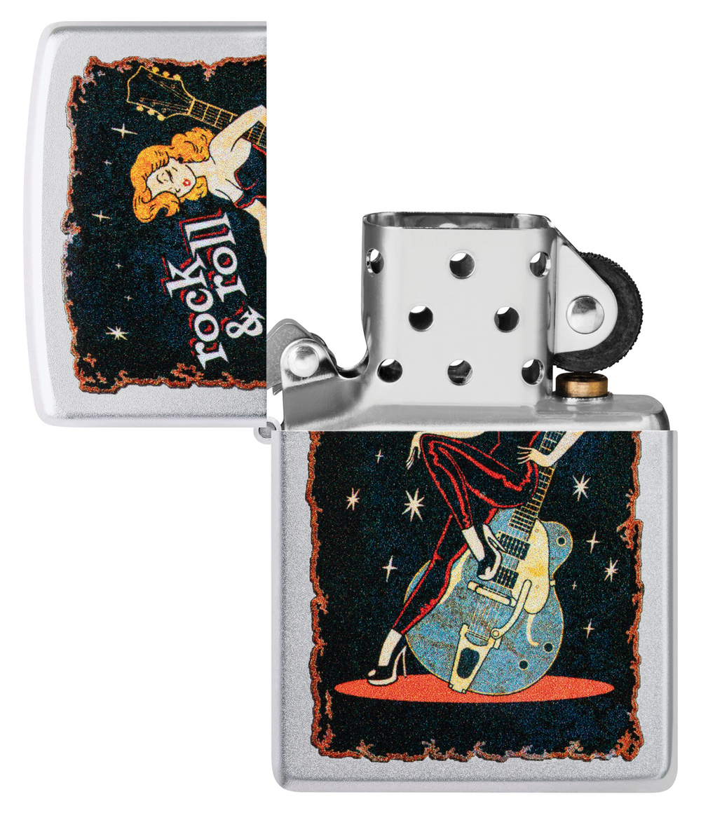Зажигалка Zippo Cool Chick с покрытием Satin Chrome, латунь/сталь, серебристая, 38x13x57 мм
