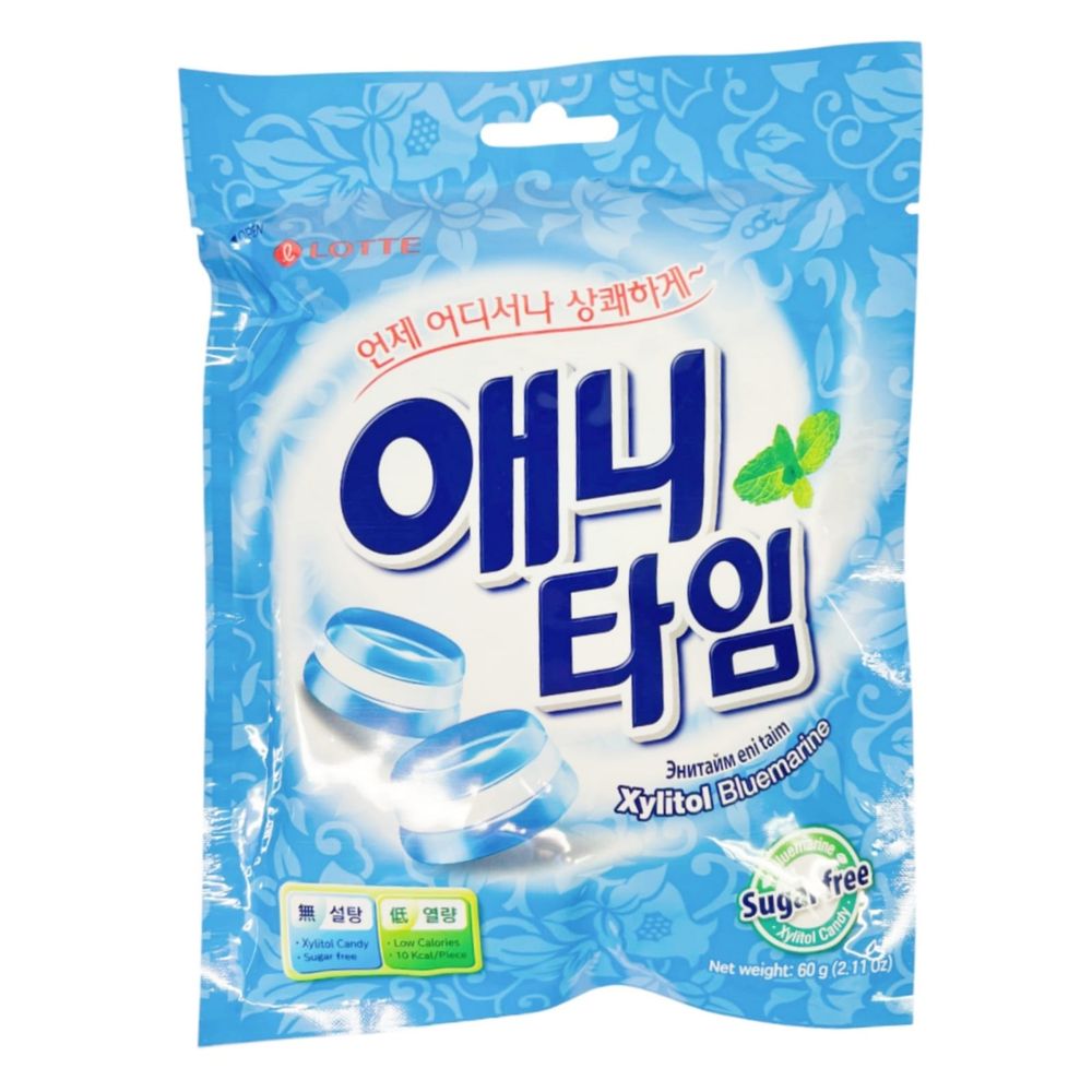 Леденцы Lotte Anytime Bluemarine без сахара 60 г, 3 шт