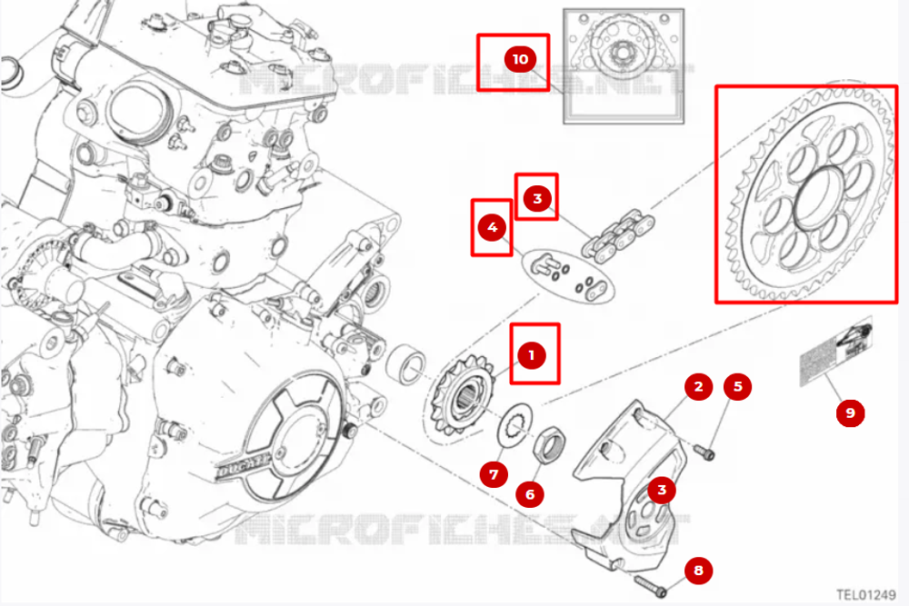 Ducati Комплект цепь + звезды Ducati Diavel 1260 67621251A