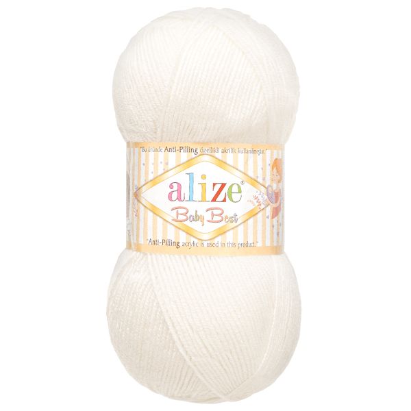Пряжа Alize (Ализе) Baby Best / уп.5 мот. по 100 г, 240м, 055 белый A