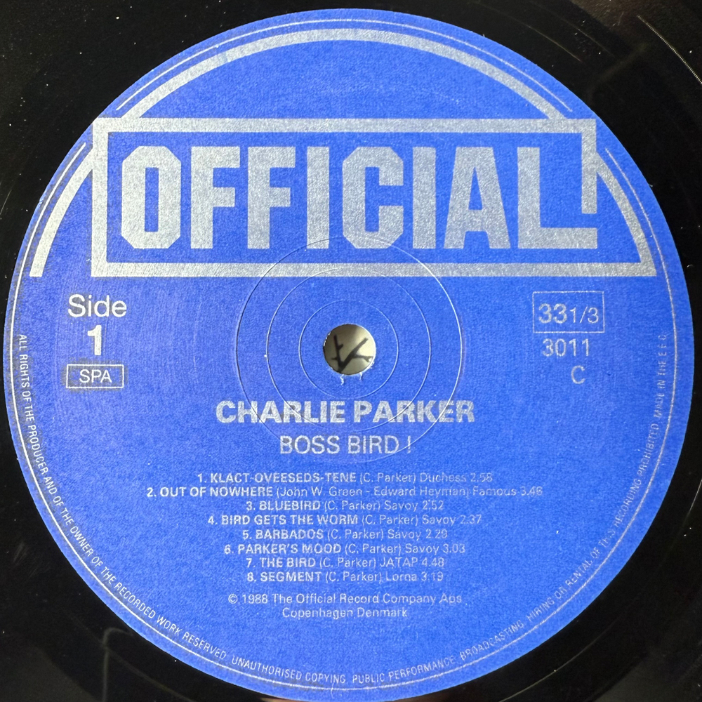 Charlie Parker ‎– Boss Bird! 2LP (Дания 1988г.)