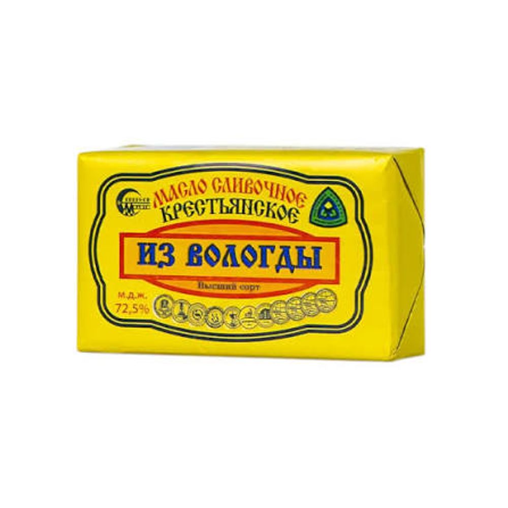 Масло сливочное Крестьянское м.д.ж.72,5% 180 гр брикет