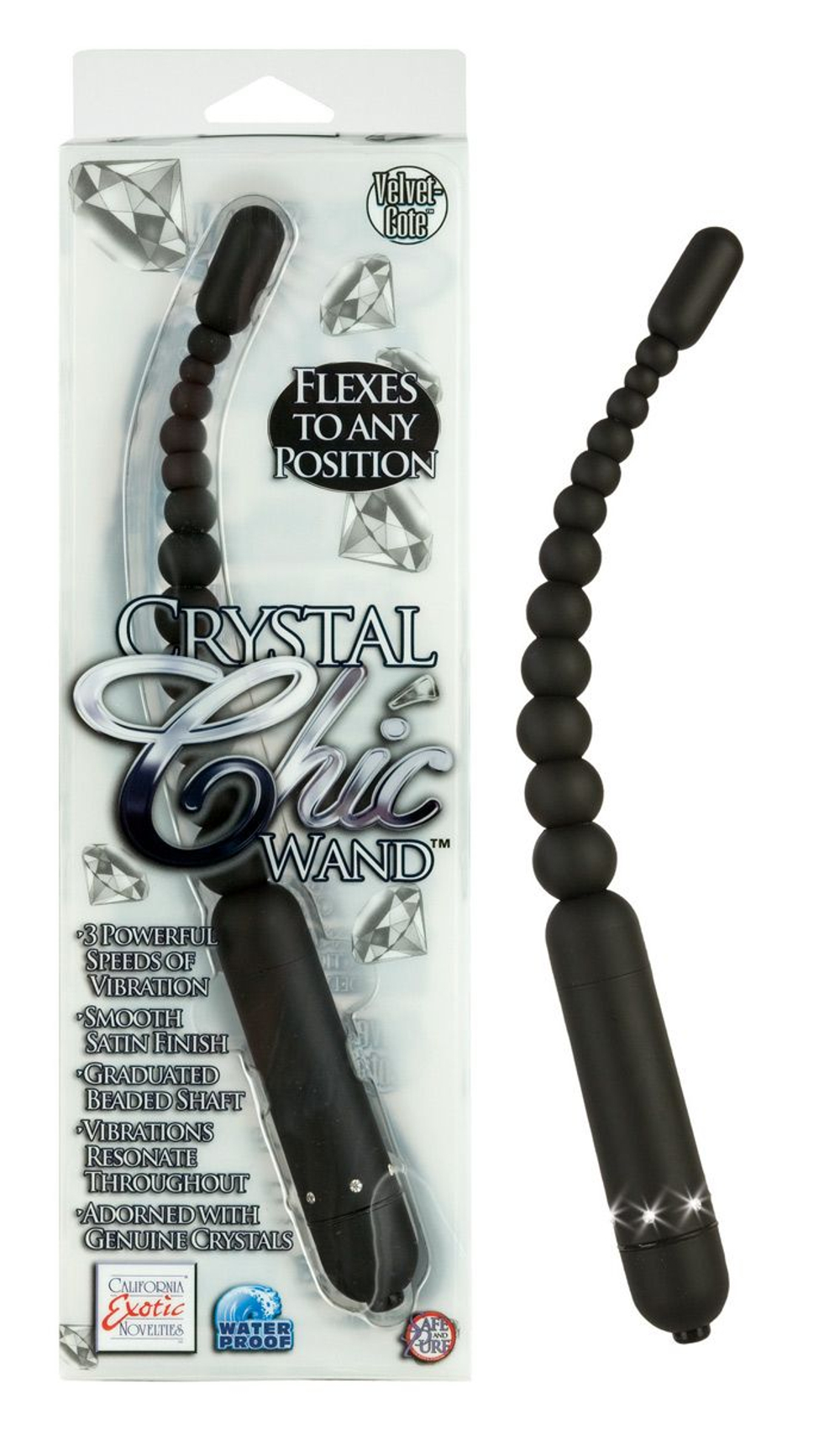 Гибкий вибратор Crystal Chic - 29 см. (Цвет: черный)