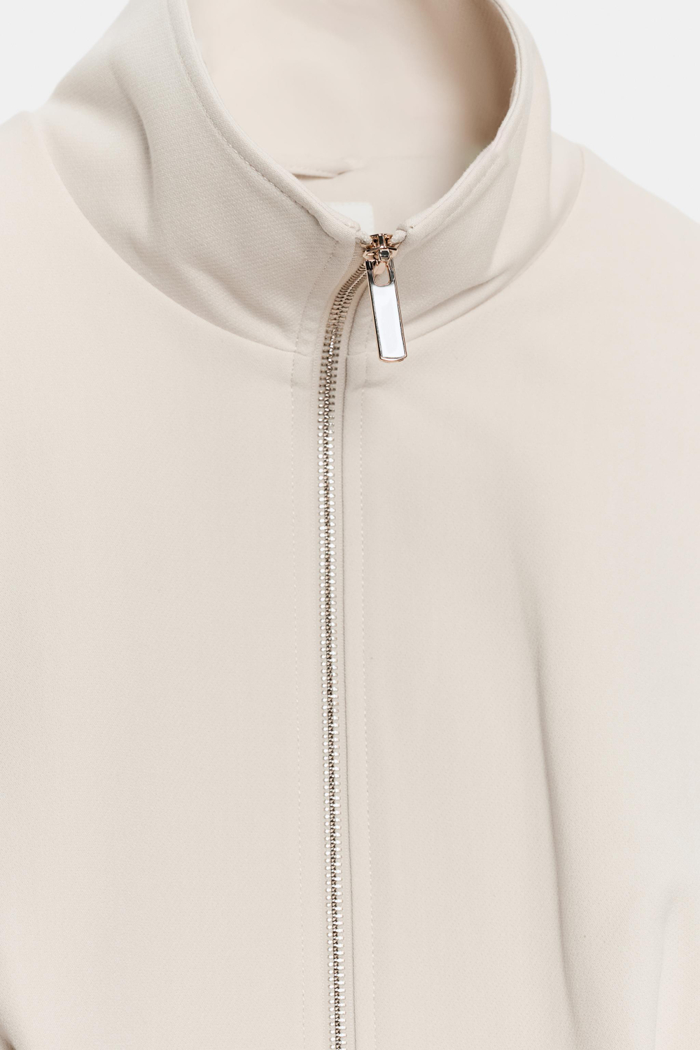 ZARA БОМБЕР С ВОРОТНИКОМ-СТОЙКОЙ, ЭКРЮ