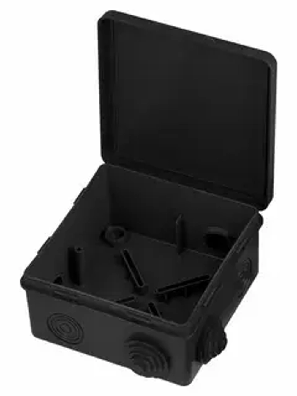 Распаячная коробка ОП 100х100х55мм, крышка, IP54, 8вх., черная, TDM  SQ1401-0913