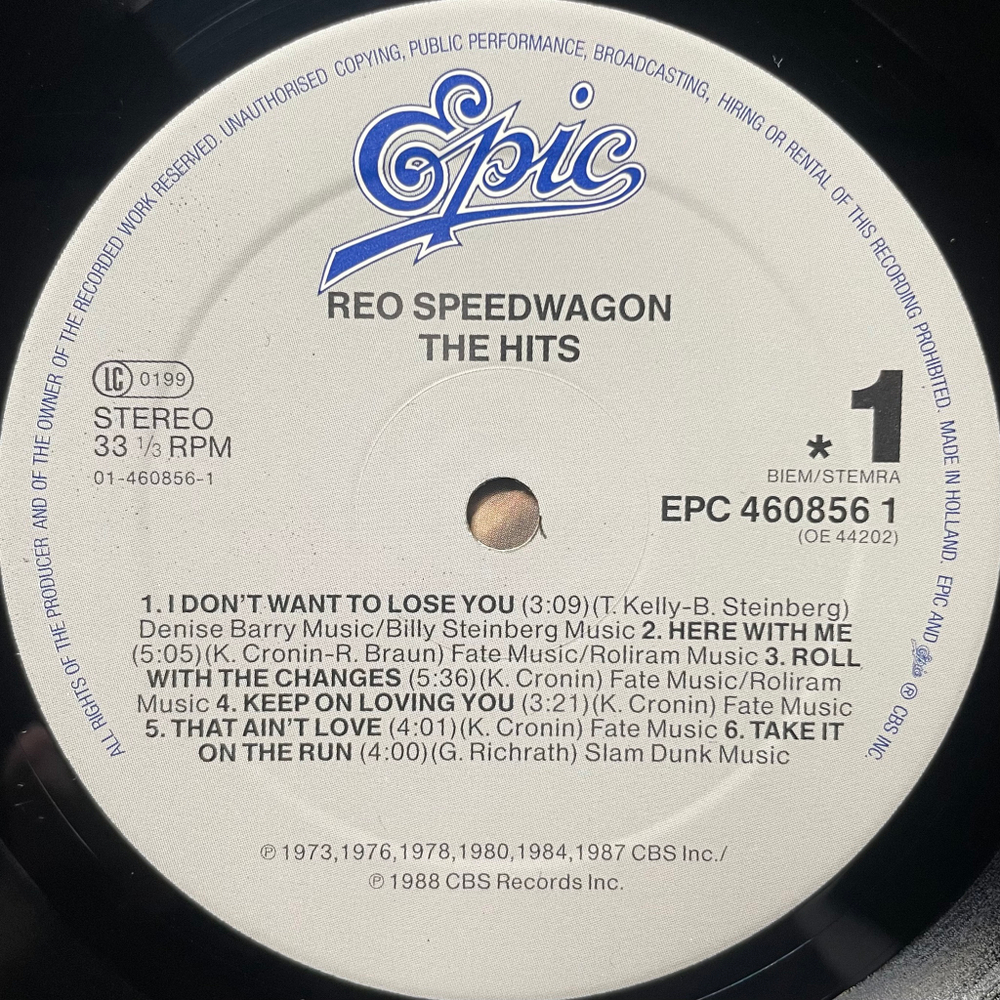 REO Speedwagon ‎– The Hits (Голландия 1988г.)