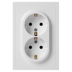 Розетка ЭРА Galaxy 15-2105-01 с заземлением двойная 2X2P+E Schuko со шторками IP20 16А-250В белый | Эра Galaxy